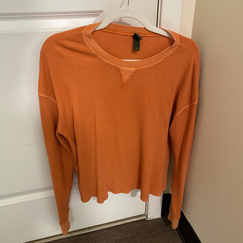 Wild fable orange Henley long sleeve waffle knit.